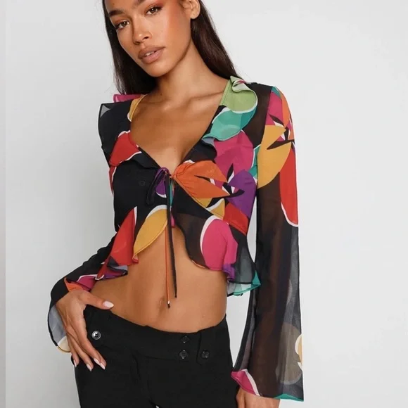 NWT | Tiger Mist Tarvey Top in Acid Floral - Picture 2 of 5